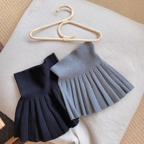 2020 Autumn Winter New Baby Girl Pleated Skirts Childrens Solid Tutu Skirts Toddler Knitted Pleated Skirt Korean Baby Clothes