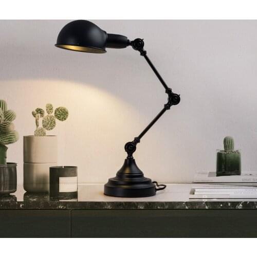 OuXean Folding Black Table Light E14 25W Metal Simple Swivel Arm Desk Lamp Reading Office Without Lights Bulb