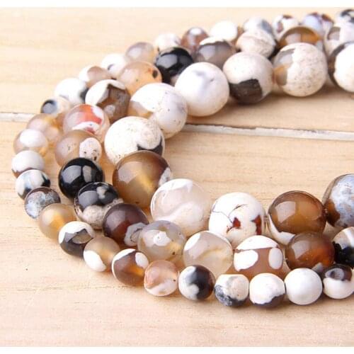 Multi Color Fire Agates Beads 6 mm 8 mm 10 mm 12 mm Polished Agat Beads Natural Gem Stone Gray Agat Beads For DIY Making Jewelry