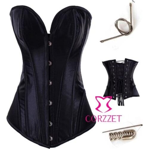 Sexy Girls Womens Steel Boned Corset Lace Up Black Corsets And Bustiers Strapless Tight Overbust Tops Corselet