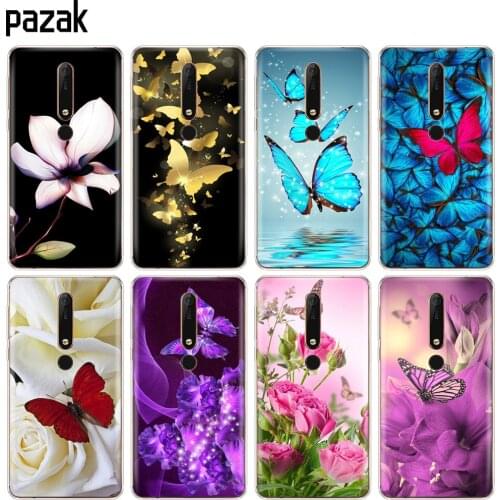 Silicon case for Nokia 1 2 5 3 6 7 8 9 2017 nokia 6 2018 6.1 3.1 2.1 5.1 PLUS x5 x6 case soft tpu phone clear butterfly flower