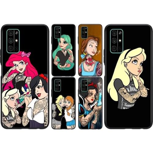 Silicone Cover Tattoo princess For Honor V30 View 20 V20 30i 30S 30 20S 20E 20i 20 Lite Pro Plus Phone Case