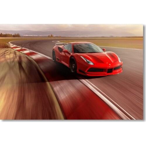 Tuning Ferraris 488 GTB N Largo Race Sport Car Canvas Painting Posters and Prints Wall Silk Art for Room Home Decor