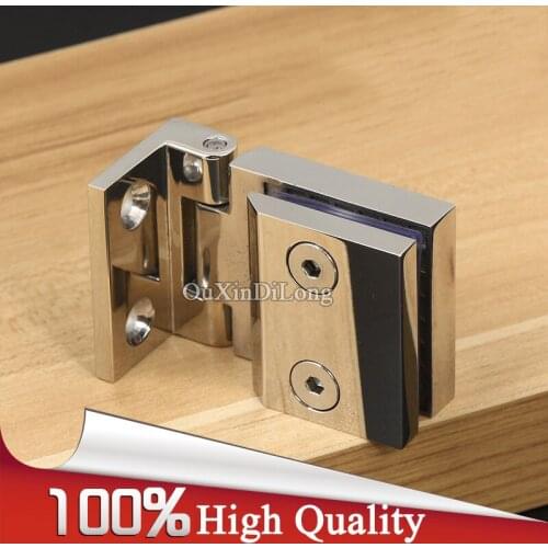 High Quality 2PCS 304 Stainless Steel Glass Cabinet Hinges Shopping Mall Jewelry Phone Display Wine Cabinet Door Hinge for 6~8mm