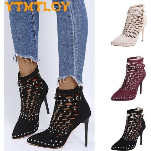New ladies pointed sandals breathable high heels summer womens fashion Baotou sandals party wedding stiletto high heels