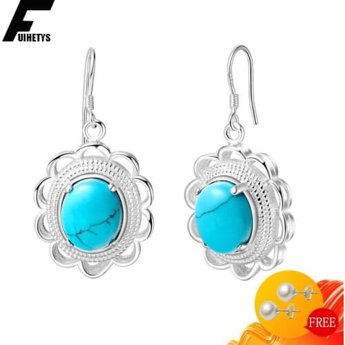 Fashion Earrings 925 Silver Jewelry with Created Gemstone Drop Earrings Accessories for Women Wedding Party Gift Wholesale