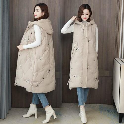 Cotton Waistcoat Women Autumn Winter Padded Vest Plus Size Loose Down Cotton Vest Mid-Length Fashion Wild Waistcoat Female E547
