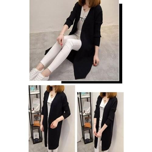 2021 Mid-length Cardigan Sweater Women Long Sleeve Coat Autumn Winter Solid Color Large Size Cardigan Sweaters