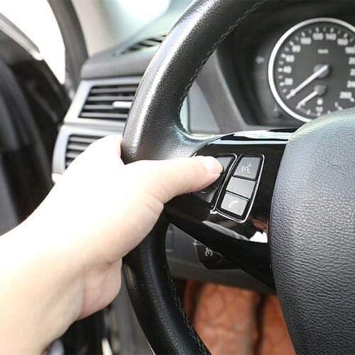 2Pcs Car Accessories Glossy Black ABS Chrome Steering Wheel Button Decorative Frame Cover Trim For BMW X5 E70 X6 E71 2008-2013