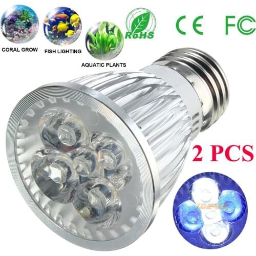 2PCS E27 Aquarium LED Lighting 15W LED Blue Green White Fishing Light Plants Coral Grow Lamp Fish Tank Coral Turtle Habitat