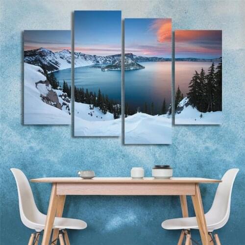 2017 Wall Picture For Home Decoration Gift Snow Mountain Canvas Painting Sunset Lake Painting On Canvas Cuadros Abstractos