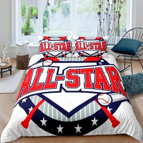 3D Baseball Batter Printed Duvet Cover Pillowcas Bedding Set Bedspread Home Textiles 2/3 Pcs Single Twin Double Queen King Size