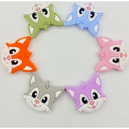 5 Pcs/Pack Baby Cartoon Animal Shape Teether Silicone Beads Molar Soother Toys R7RB