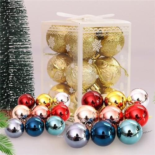 6pcs/box Gold Pink Champagne Red Metallic Christmas Balls Decor Christmas Tree Balls Xmas Decor for Home Noel New Year Gift