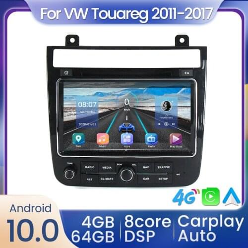 8Core Android 10.0 Car Radio Multimedia Player Carplay DSP For VW Touareg 2011 - 2017 Auto Stereo Navigation GPS Stereo Audio BT