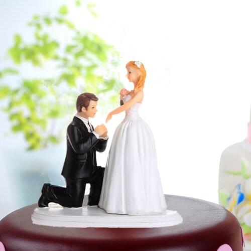 Free shipping"Kiss Her Hand" " Will You Marry Me?" Romantic Bride and Groom Wedding Cake Topper Couples