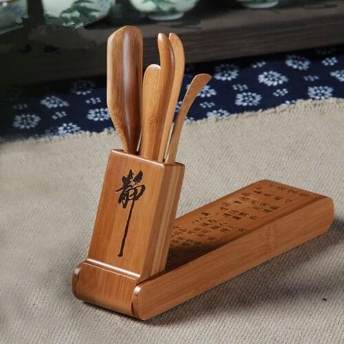 [GRANDNESS] Chinese Foldable Cha Dao Set * Bamboo Gongfu Tea Utensils 5 Pieces Tea Ceremony Set Tea