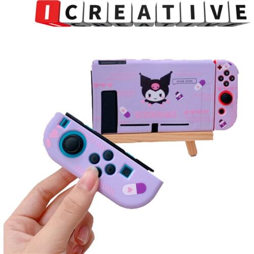 ICREATIVE Cute Cartoon TPU Soft Protective Case Shell For Nintendo Switch Game Console Purple Cover Shell For Nintendo Switch