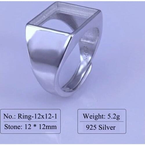 Fashion Silver Band Ring Setiing Without Stone Real 925 Sterling Silver Semi Mount Ring 12mm*12mm Center Stone