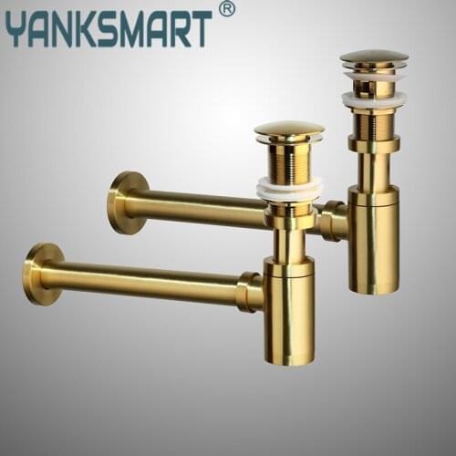 Golden Brush Cupc Bottle Trap Pop up Waste Drain Without Overflew P-Trap Waste Pipe Drainage Plumbing Tube W/ Overflew