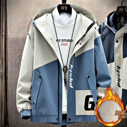 Mens Autumn Winter 2021 New Korean Fashion Streetwear Windbreaker Plush Thickened Casual Cotton Loose Padded Coat