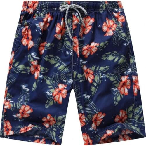 Plus Size Men Beach Shorts Summer Printed Drawstring Male Elastic Waist Quick Dry Pockets Casual Board Shorts 2021