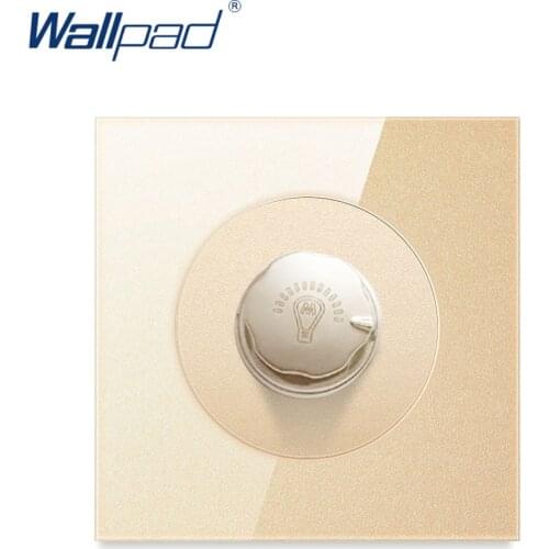 Wallpad Dimmer Wall Light Switch Rotate Button Gold Crystal Glass Panel For Home 500W