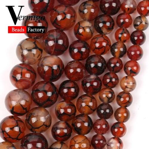 Natural Brown Dragon Veins Agates Stone Beads for Jewelry Making 6/8/10mm Round Loose Beads diy Bracelets Necklace