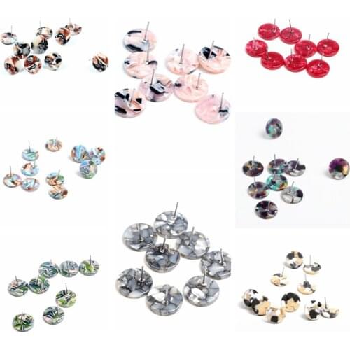 New Fashion,Tortoise Shell Stud Earrings, Acetate Acrylic Earring Stud for Women,Round Circle Studs,Boho,Ohrringe findings,15mm