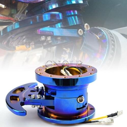 New Universal Burnt Blue Racing Steering Wheel Quick Release Hub Kit Adapter Body Removable Snap Off Boss Kit