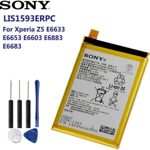 Original Replacement SONY Battery LIS1593ERPC For Sony Xperia Z5 E6633 E6653 E6603 E6883 E6683 Genuine Phone Battery 2900mAh