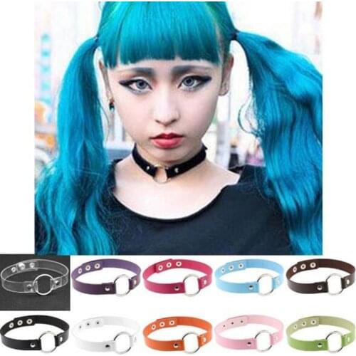 New Fashion Women Men Cool Punk Goth Black Round-Shape Leather Round Collar Choker Necklace Jewelry Accessories 2021 NEW