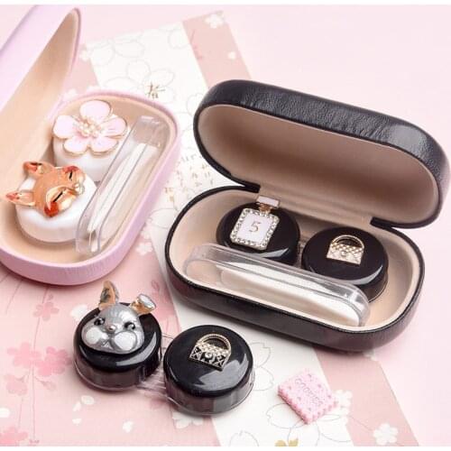 Q Invisible Glasses Case Portable Travel Containers Eyes Care Kit Holder Cute Cartoon Animal Metal Box Easy Carry 9.5*5.5*4cm