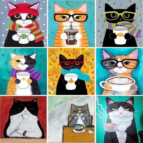 GATYZTORY Frame Cat Drinking Milk Animals DIY Painting By Numbers Kits Unique Gift Picture By Numbers For Home Decor 40x50cm