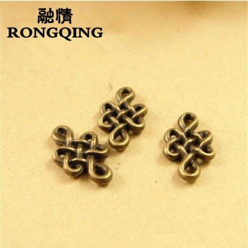 RONGQING Bronze Charms 11.5*7MM 400pcs/lot Chinese Knot Pendants Earrings Handmade Jewelry Accessories DIY
