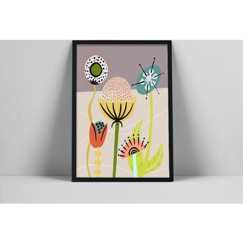 Scandinavian Print, Mid Century Modern Art, Scandinavian Art, Folk Art, Botanical Print, Botanical Art, Kitchen Art