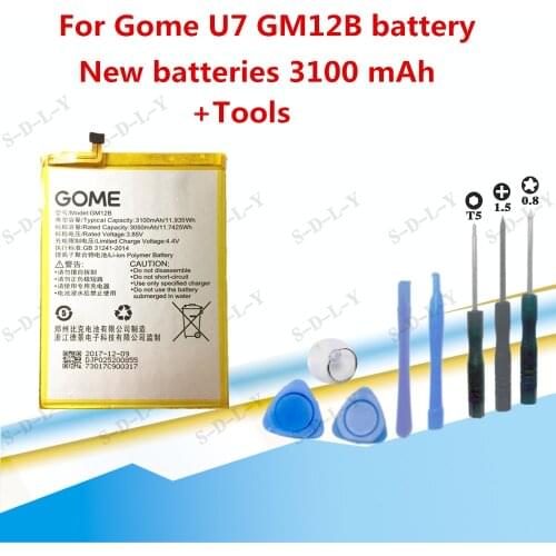 3100mAh/11.935Wh GM12B Replacement Battery For GOME U7 smartphone Built-in Li-ion bateria Li-Polymer Batterie+Tracking + tools
