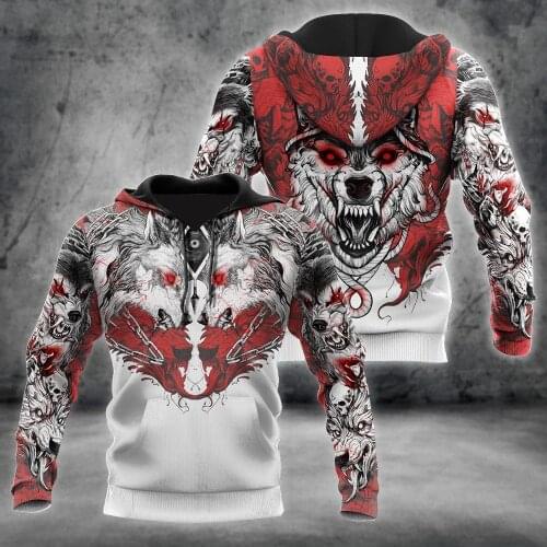 Animal Wolf Tattoo 3D All Over Printed Unisex Deluxe Hoodie Men Sweatshirt Streetwear Zip Pullover Casual Jacket Tracksuit-2