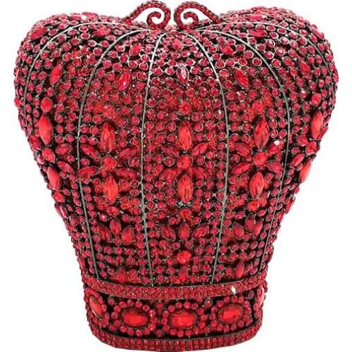 Lady Red/Purple/Pink/Green/Gold Color Diamond Evening Bags Gift Girls Clutches Dinner Chain Handbags Women Crystal Phone Handbag