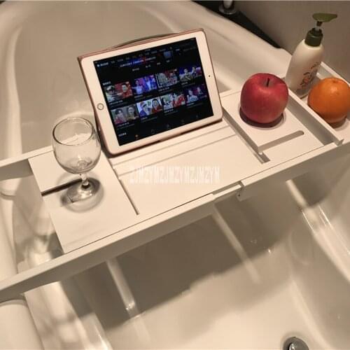 Retractable Bathtub Rack Support Bamboo Bath Rack Multifunction Tub Caddy Tray Organizer Shelf Bridge Wine Glass Book Holder