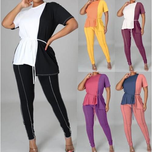 Autumn Winter 2 Piece Set Women Short Sleeve Set Blouse Pants Casual Outfit Sportswear Top+Pants summer Clothes Trousers Suit