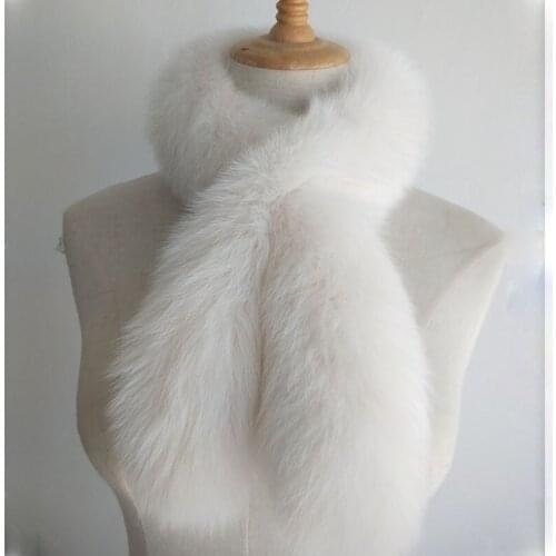 Winter Real Fox Fur Scarf Women Warm Fluffy Ladies Genuine Fur Scarves Female Luxury White Thick Scarfs Genuine Fox