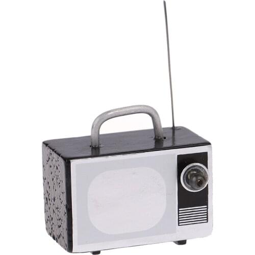 1:12 Dollhouse Miniature TV And Remote Cute Mini Retro Antenna TV Television Living Room Furniture Accessory