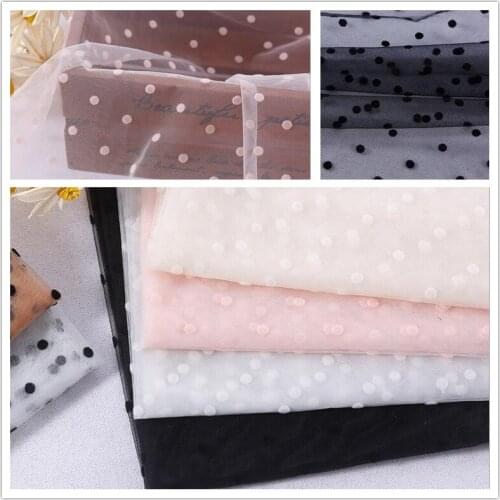 1Yard Black Apricot Flocked Dot Mesh Tulle Guipure Lace Fabric High Quality Bridal Dress Wedding Decoration Sewing Net Fabric