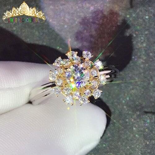 100% 18K 750Au Gold Moissanite Diamond Ring Wedding ring D color VVS With national certificate MO-H1009