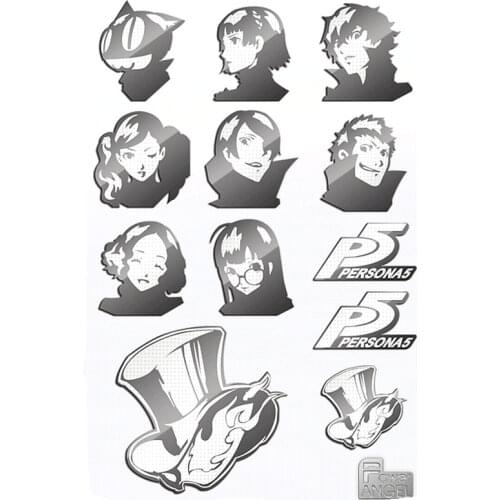 12pcs/set PERSONA 5 Luxury 3D Metal Sticker Anime Sticker for Phone Laptop Waterproof DIY Stiker for Children Stickers Toys Gift