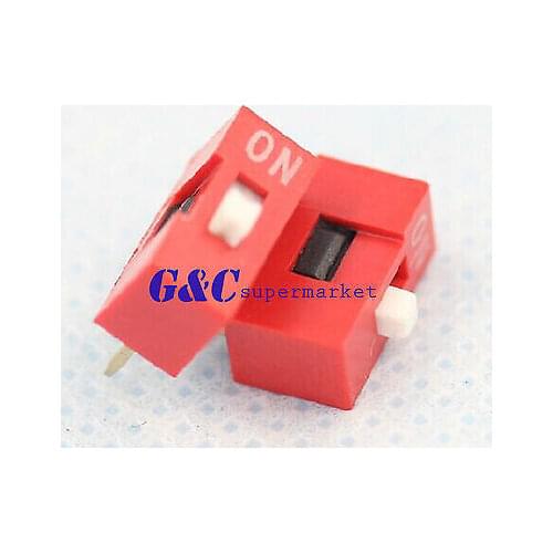 20PCS Red 2.54mm Pitch 1-Bit 1 Positions Ways Slide Type DIP Switch diy electronics