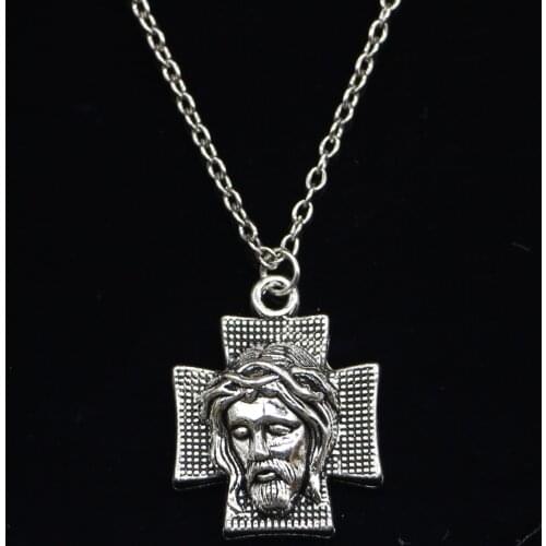 20pcs New Fashion Necklace 28x22mm cross jesus Pendants Short Long Women Men Colar Gift Jewelry Choker