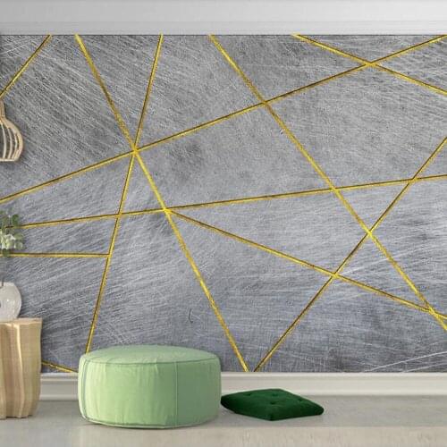 Milofi custom 3D wallpaper murals minimalist retro abstract geometric gold living room background wall decoration wallpaper