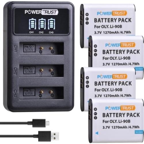 4x LI-90B LI 90B LI-92B Li90B Battery and Charger for Olympus Tough TG-6 TG-5 TG-Tracker SH-1 SH-2 SP-100 IHS Tough TG-1 TG-2
